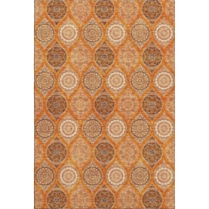 Mayfield Premium Machine Washable Abstract AMF976 Orange 8 ft. x 10 ft. Area Rug