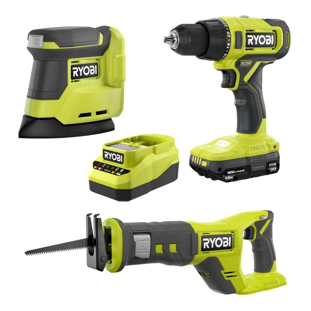 RYOBI ONE+ 18V 3-Tool Combo Kit w/ 1/2