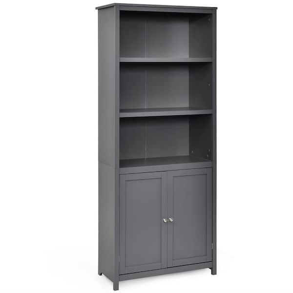 Gray Rolling 3-Tier MDF Shelving Unit (in. 14 W x 72 in. H x 29 in. D)
