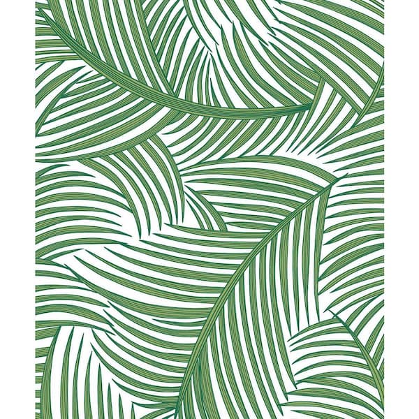 NextWall 31.35 sq. ft. Greenery Tossed Palm Fronds Vinyl Peel and Stick Wallpaper Roll