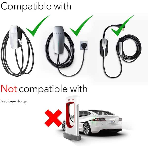 Onvermijdelijk vitaliteit waarom niet LECTRON Tesla to J1772 Charging Adapter Max 48 Amp 250-Volt for Tesla High  Powered Connectors (Black) TeslaJ1772Blk48AUSA - The Home Depot