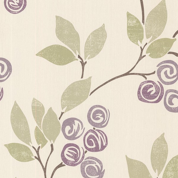 Brewster Geisha Violet Floral Trail Violet Wallpaper Sample