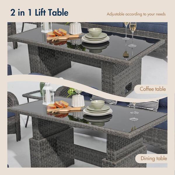 Freestyle 9-Piece Grey Wicker Outdoor Conversation Set with