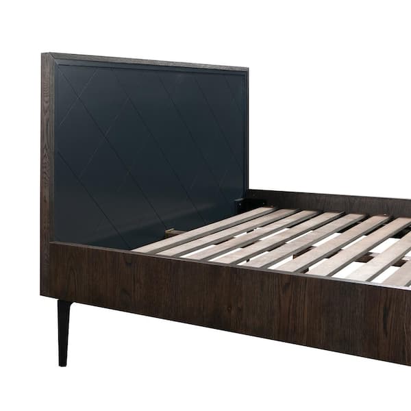 Armen Living Cross Solid Oak And Metal, Queen Solid Platform Bed