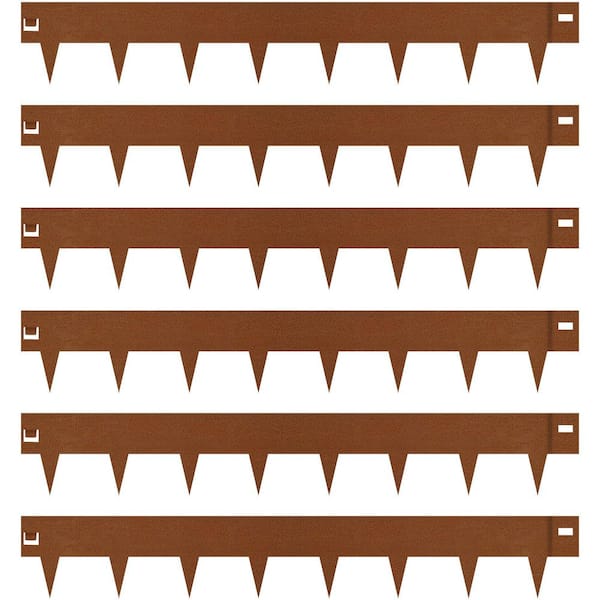 6-Pack 6 in. H x 40 in. L x 0.1 in. W Corten Steel Lawn Edging (20 ft. Total) Rust Patina Finish