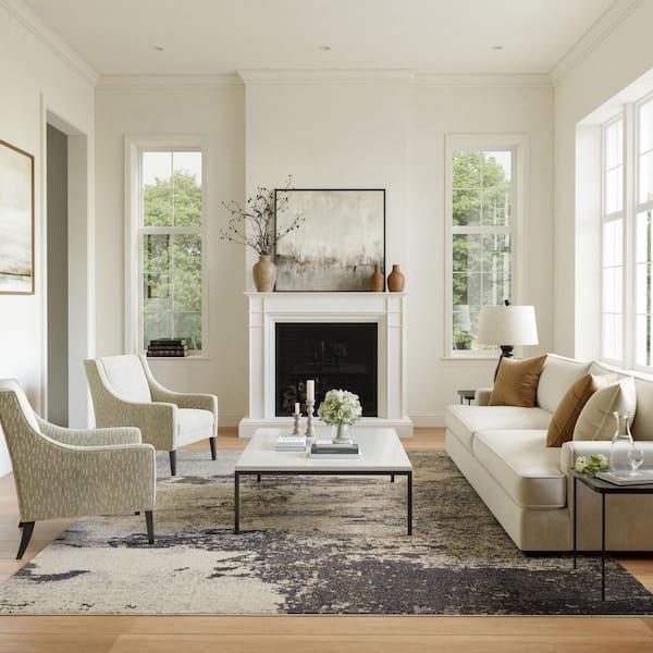 Celestial Ivory/Grey 10 ft. x 14 ft. Abstract Modern Area Rug