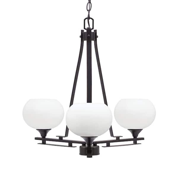 Unbranded Ontario 20.5 in. 3-Light Aged Silver Geometric Chandelier for Dinning Room with White Muslin Shades, No Bulbs Included