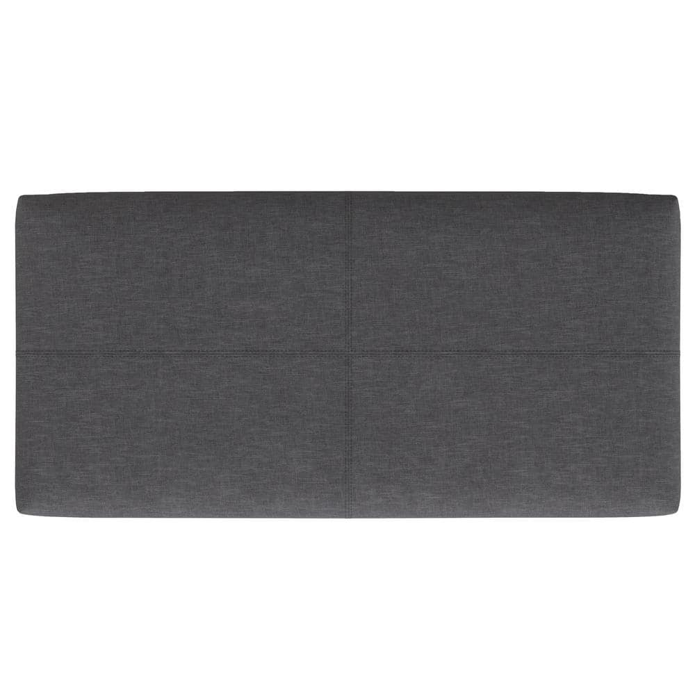 Gabbie Slate Grey Polyester Linen Storage Ottoman