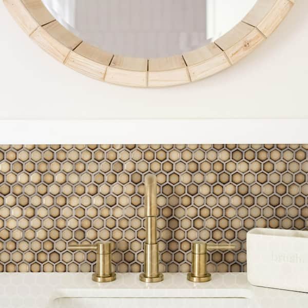 Hudson 1 in. Hex Caffe 11-7/8 in. x 13-1/4 in. Porcelain Mosaic Tile (11.2 sq. ft./Case)