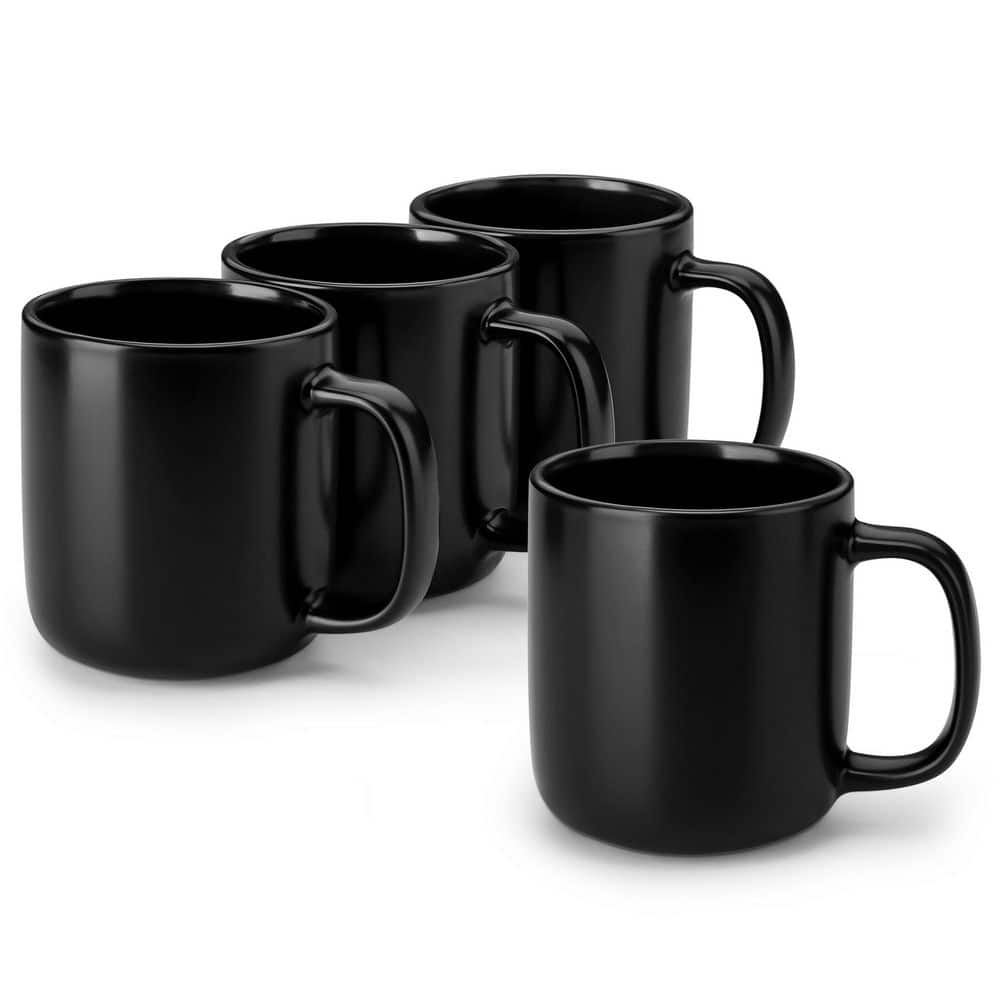 16 oz. Matte Black Stoneware Mugs (Set of 4) Drinkware Set Tea Cups Coffee Mug Set Service for 4 People price history on PriceWatchPro