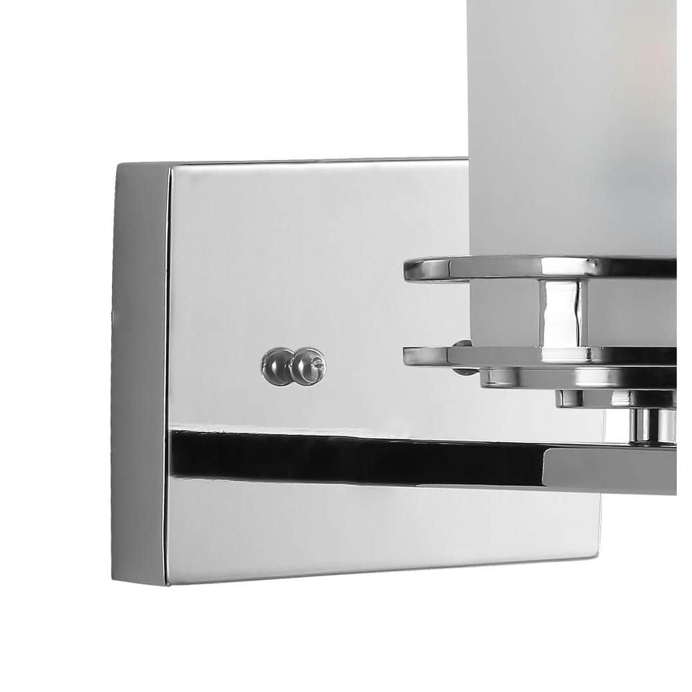 Fairfax Polished Chrome Cylinder Vanity Light with Frosted Shade