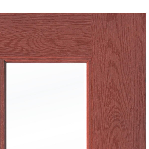 DIY Faux Pivot 36 x 79 in. 6-Lite Left-Hand Clear Glass Redwood Stain Fiberglass Front Door Kit w/ Quick Assemble Jamb