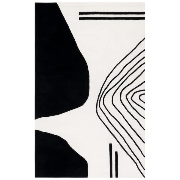 SAFAVIEH Rodeo Drive Ivory/Black 6 ft. x 9 ft. Abstract Area Rug