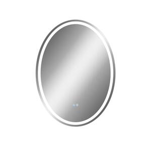 24 in. W x 32 in. H Oval Frameless Copper-Free LED Lighted Wall-Mounted Bathroom Vanity Mirror Includes Defogger