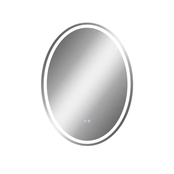 Unbranded 24 in. W x 32 in. H Oval Frameless Copper-Free LED Lighted Wall-Mounted Bathroom Vanity Mirror Includes Defogger