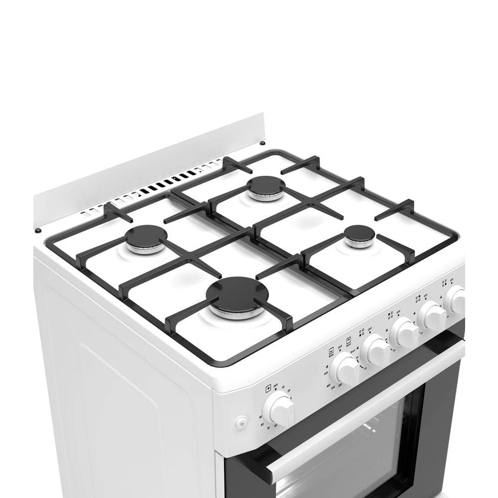 Premium White Freestanding Gas Range with 4 Burners and Oven