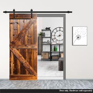 42 in. x 84 in. K Series Pre-Assembled Walnut Stained Thermally Modified Solid Pine Wood Interior Sliding Barn Door Slab
