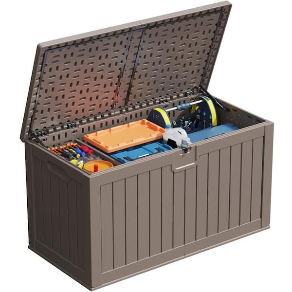 Patiowell 230 gal. Resin Outdoor Storage Deck Box in Brown