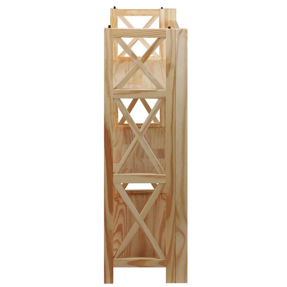 Natural Wood Montego 3-Shelf Stackable Bookcase with Doors