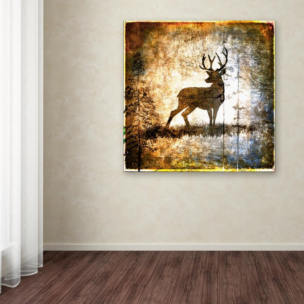 High Country Deer Brown and Distressed Canvas Art