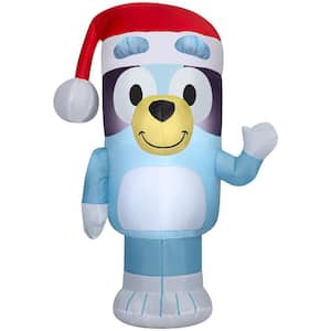 3.5 ft. H x 2 ft. W x 2 ft. 76 in. L LED Lighted Christmas Inflatable Airblown-Bluey in Santa Hat-SM-Bluey