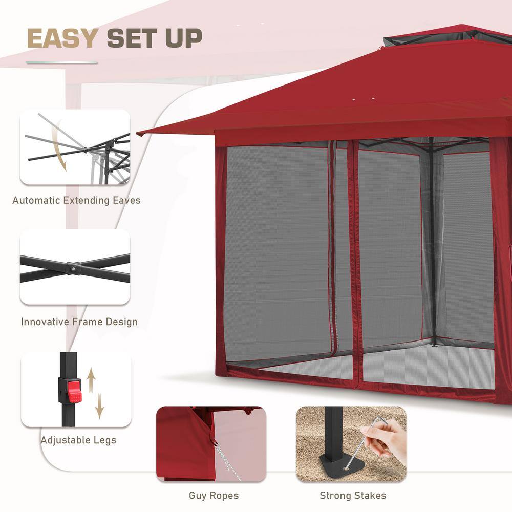 Eagle Peak Red Pop-Up Gazebo Tent with Mosquito Netting