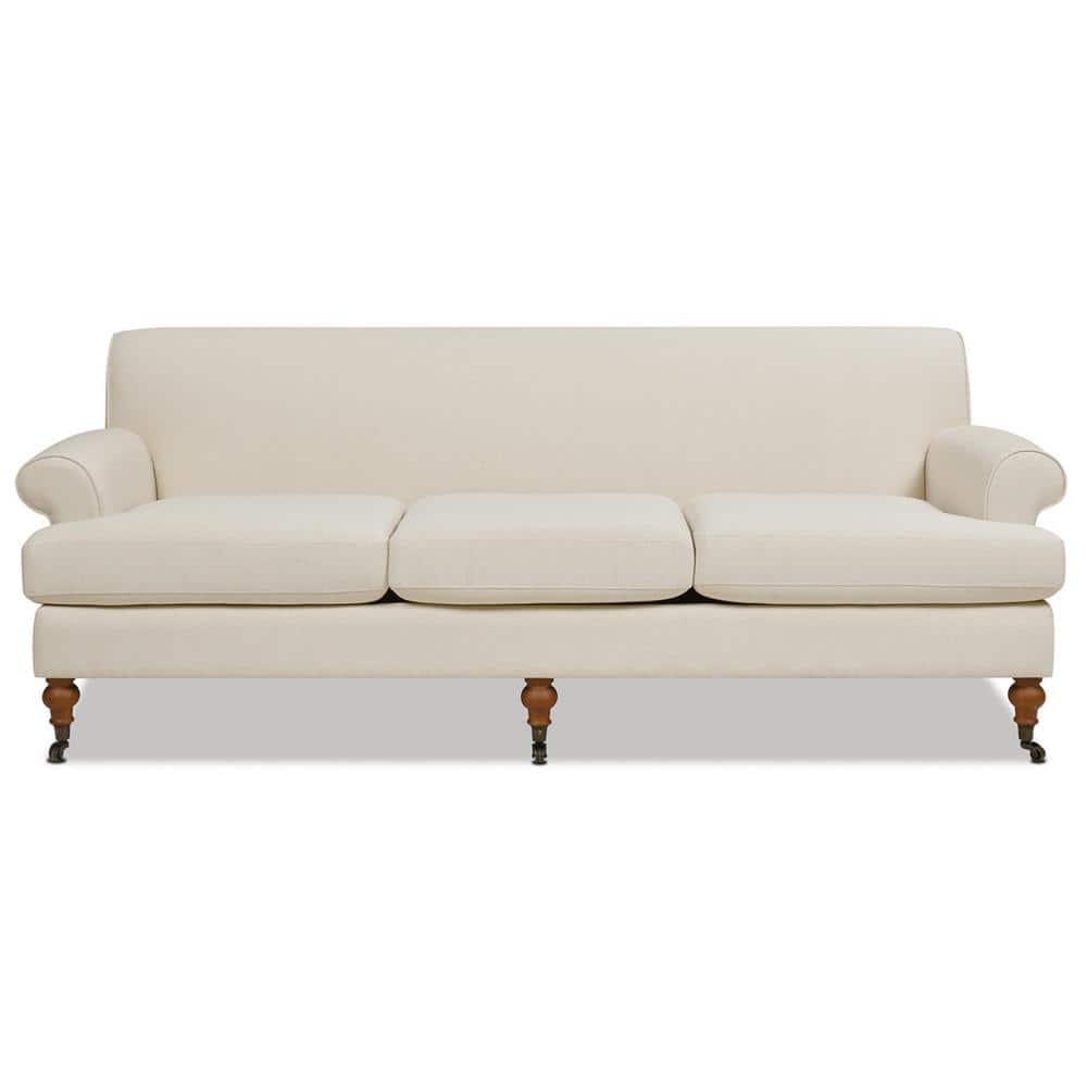 Alana Light Beige Linen Upholstered Lawson Sofa with Removable Cushions