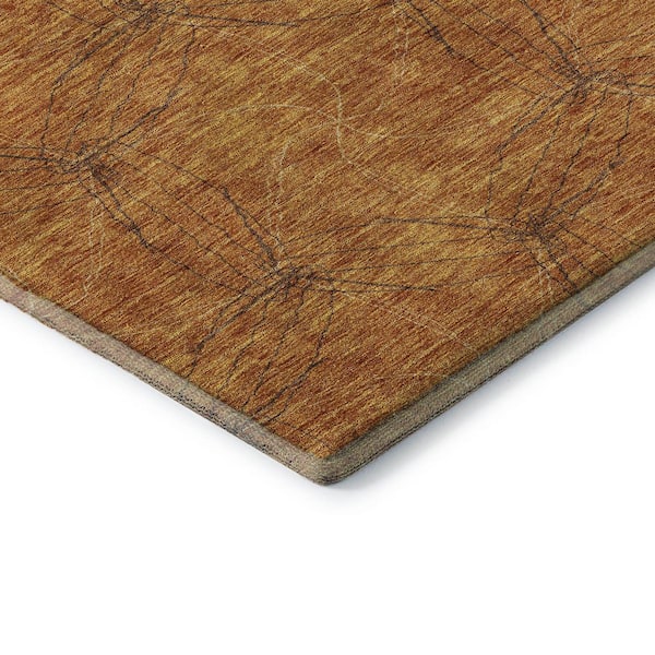 Mayfield Premium Machine Washable Abstract AMF968 Copper 2 ft. 6 in. x 3 ft. 10 in. Area Rug