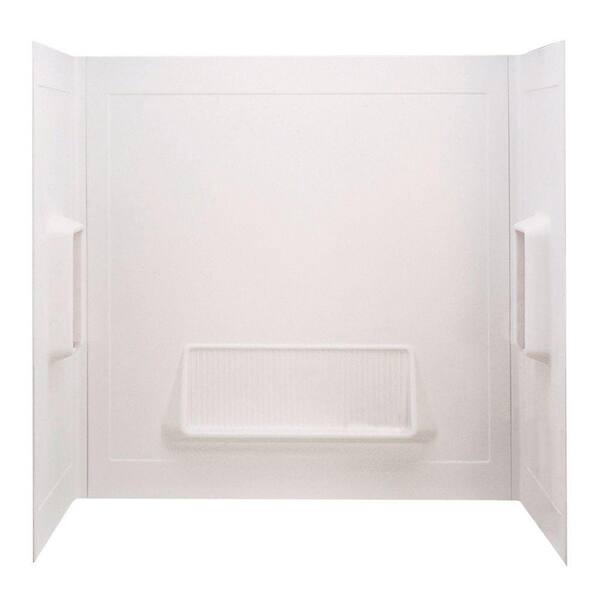 Unbranded Pro-Series 30 in. x 61 in. x 58 in 3-Piece Glue-Up Tub Wall Surround in High Gloss White