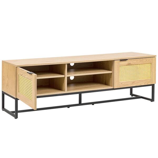 Metal Light Wood Tv Stand Console Table, Metal Wood Media Console Table
