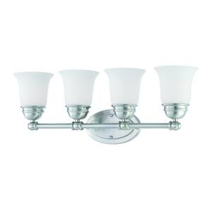 Bella 4-Light Brushed Nickel Bath Light with Etched Glass Shade