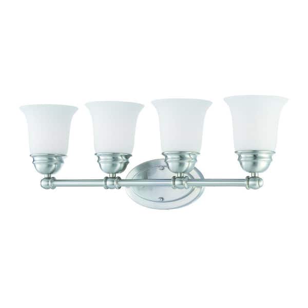 Thomas Lighting Bella 4-Light Brushed Nickel Bath Light with Etched Glass Shade