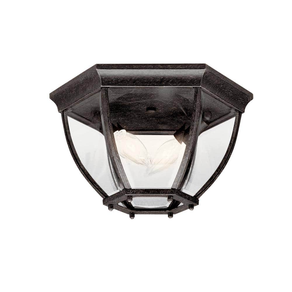 Barrie 2-Light Tannery Bronze Outdoor Porch Ceiling Flush Mount Light with Clear Beveled Glass (1-Pack) price history on PriceWatchPro