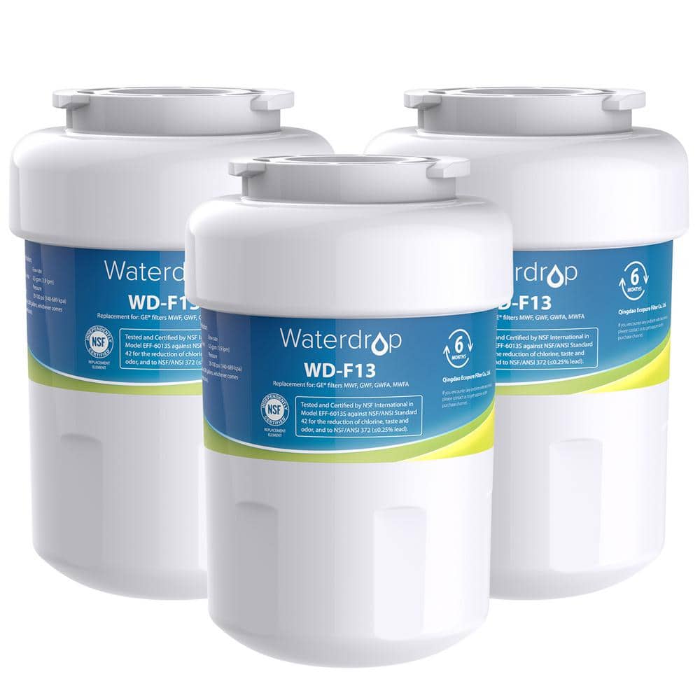 Waterdrop WDS-MWF Replacement for GE MWF Refrigerator Water Filter, 3 Filters (Package may vary) -  B-WDS-F13-3