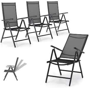 4-Piece Outdoor Garden Adjustable Portable Patio Folding Dining Chairs Sling Chairs Recliner High Back Aluminum Chairs