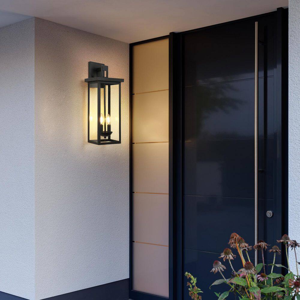 19.7 in. Black Motion Sensing Dusk to Dawn Outdoor Hardwired Wall Lantern Scone with No Bulbs Included price history on PriceWatchPro