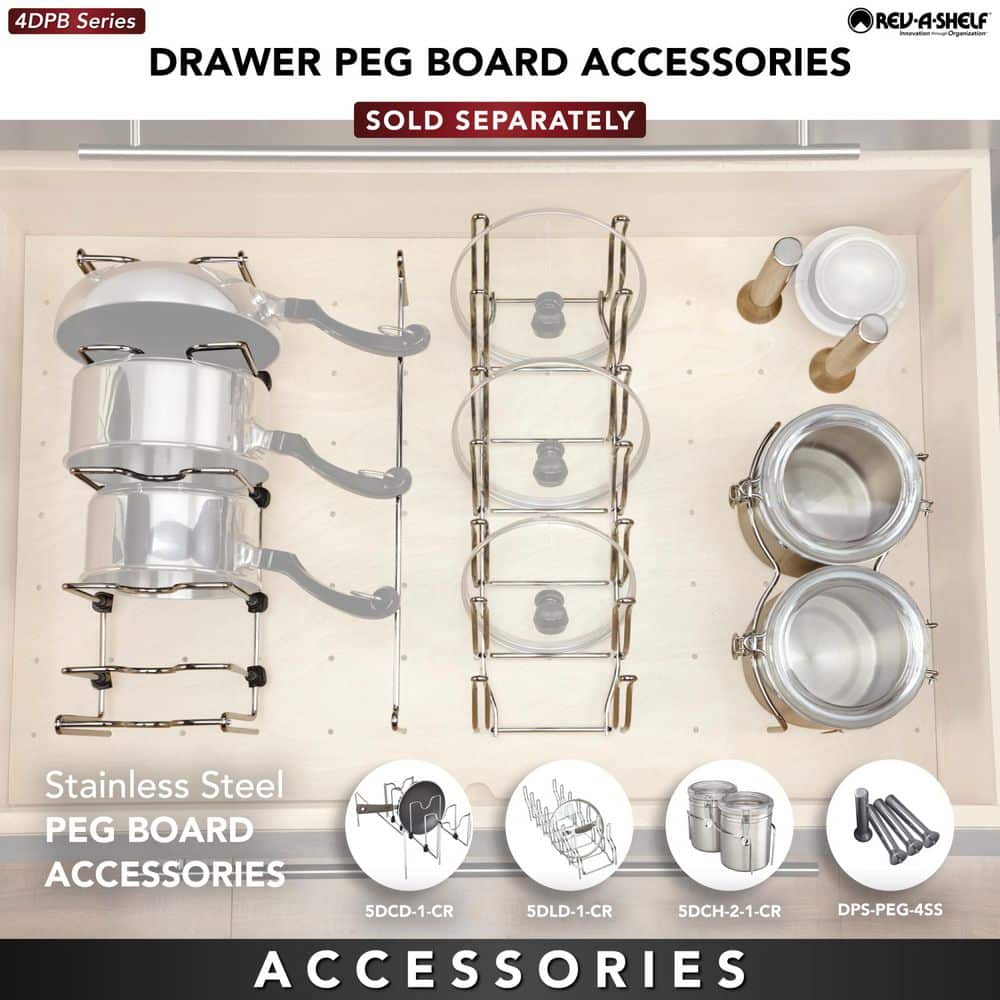 Natural Maple Adjustable Pegboard Drawer Organizer, 30" x 21"