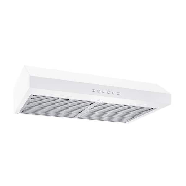 Glacier 30 Inch 490 MAX Blower CFM Smart Sense Auto-Operation Convertible Under Cabinet Range Hood White ENERGY STAR