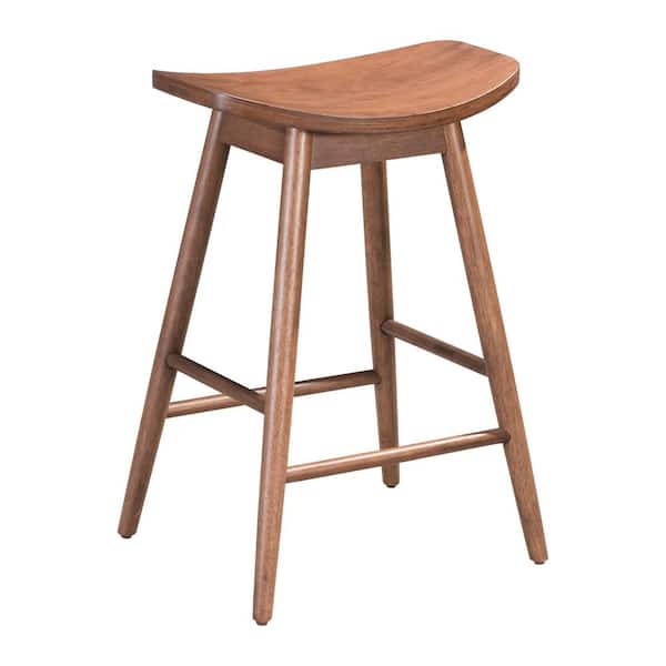 ZUO Trinity 27 in. Walnut Counter Stool (Set of 2)