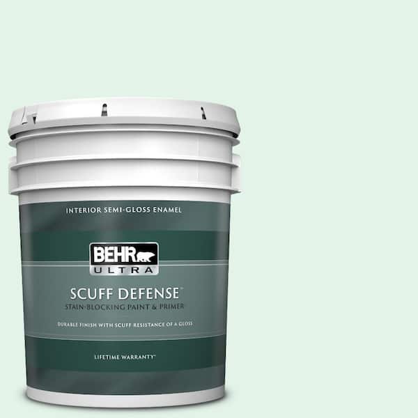 BEHR ULTRA 5 gal. #480C-1 Light Mint Extra Durable Semi-Gloss Enamel Interior Paint & Primer