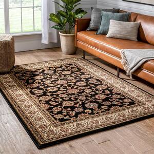 Barclay Sarouk Black 4 ft. x 5 ft. Traditional Floral Area Rug