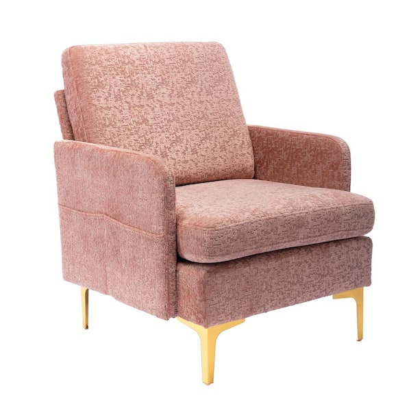 pink upholstered armchair