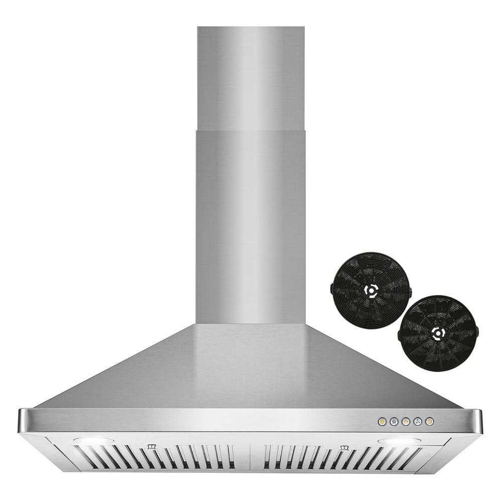 30 in. Vista Collection 380 CFM Ductless Wall Mount Range Hood, Button Controls, LED Lights, Stainless Steel