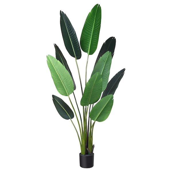 DR.Planzen 5 ft. Artificial Bird of Paradise Plant with 10-Trunks, Tropical Faux Palm Tree in Pot for Indoor Outdoor Decor