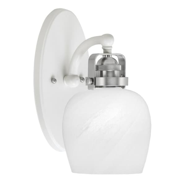 Unbranded Decatur 1-Light White and Brushed Nickel Wall Sconce
