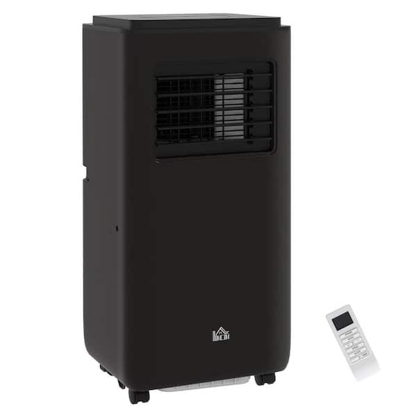 HOMCOM Black 8,000 BTU Portable Air Conditioner Cools for Rooms Up to 345 Sq. Ft., 5-in-1 AC Unit and Dehumidifier with Remote