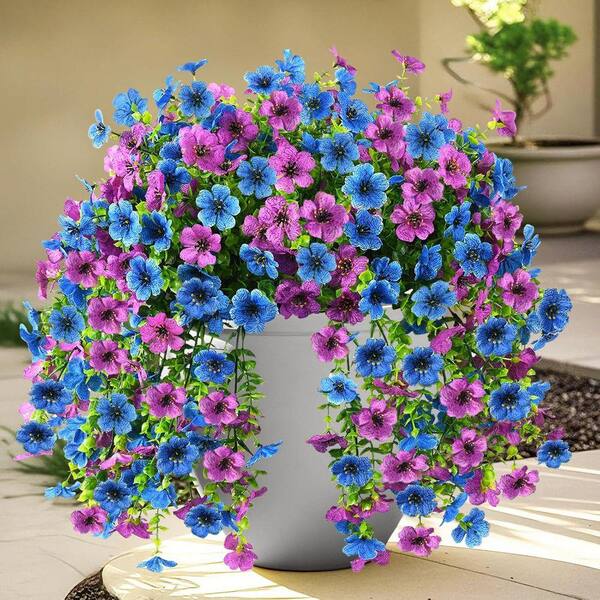 18.9 in. Purple Blue 2-Piece Artificial Fake Daisy Hanging Flowers