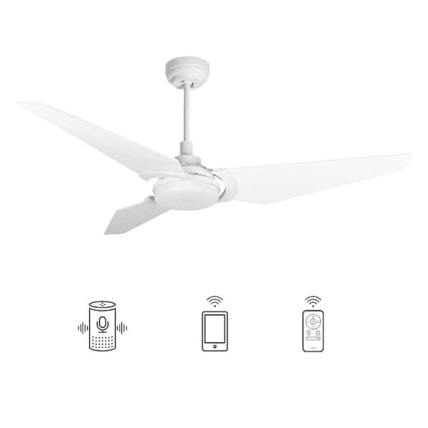 Carro Bly 56 In Dimmable Led Indoor Outdoor White Smart Ceiling Fan With Light And Remote Works Alexa Google Home Ns563b L12 W1 The Depot - Outdoor Ceiling Fans With Remote White