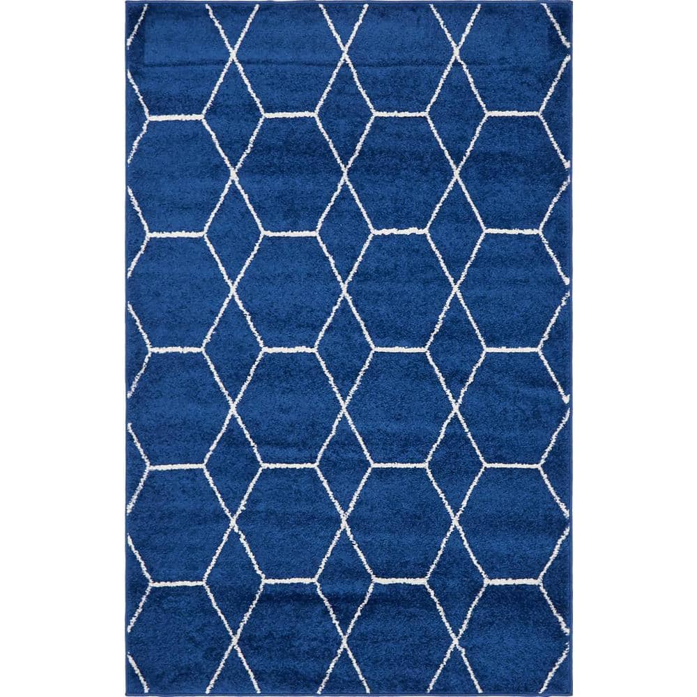 StyleWell Trellis Frieze Navy/Ivory 4 ft. x 6 ft. Geometric Area Rug