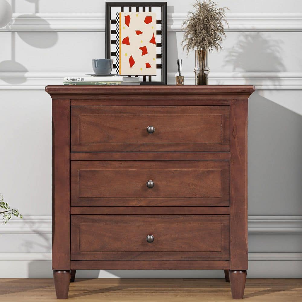 Lesly Modern Series Brown 3-Drawer 28 in. W Nightstand Simple Classic ...